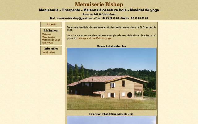 Site actuel du même menuisier charpentier, présenté en l’état.