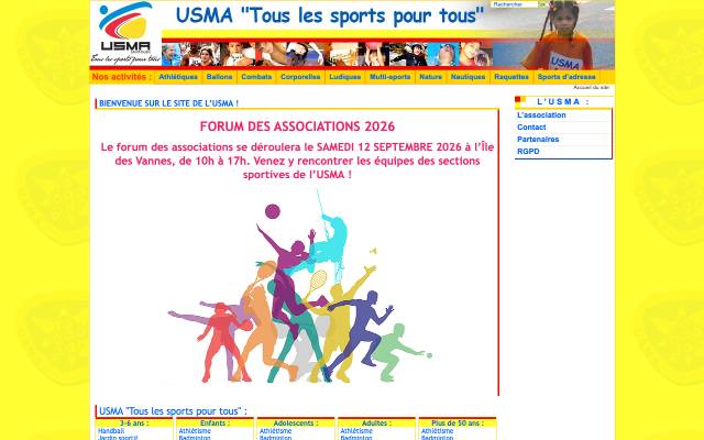 Site actuel du même club omnisports, présenté en l’état.